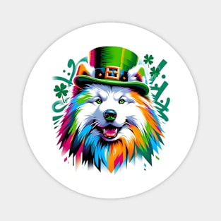 Samoyed Dog Celebrates Saint Patrick's Day Festively Magnet